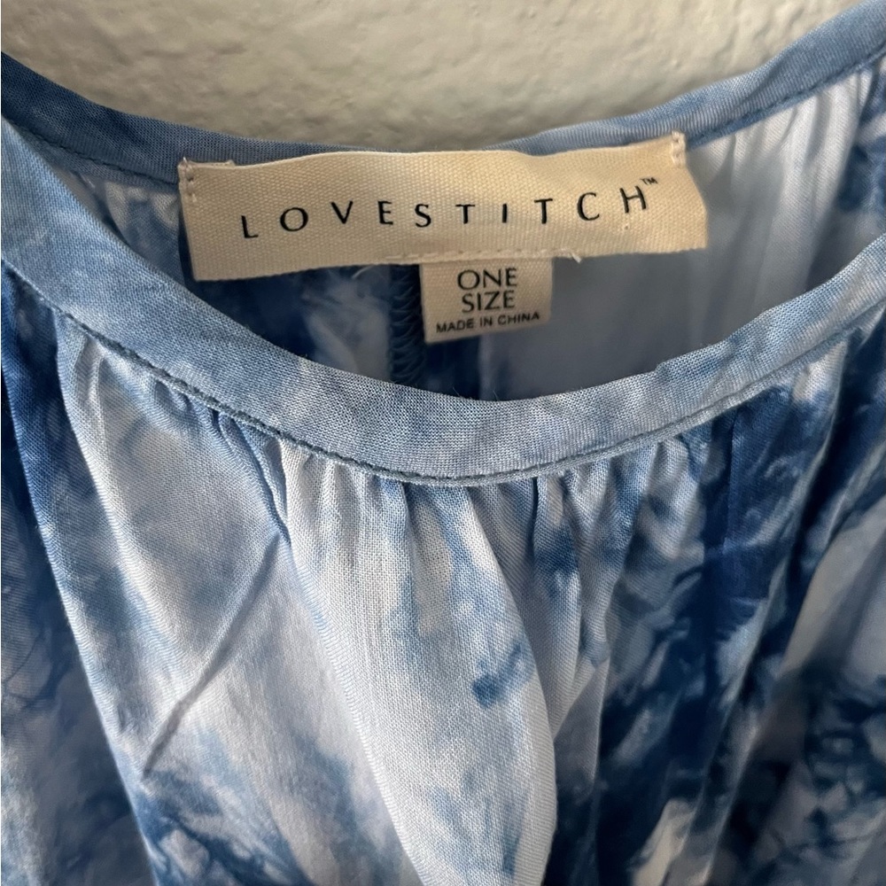 NWOT Lovestitch Denim Blue Tie Dye Maxi Dress One Size - Picture 3 of 6